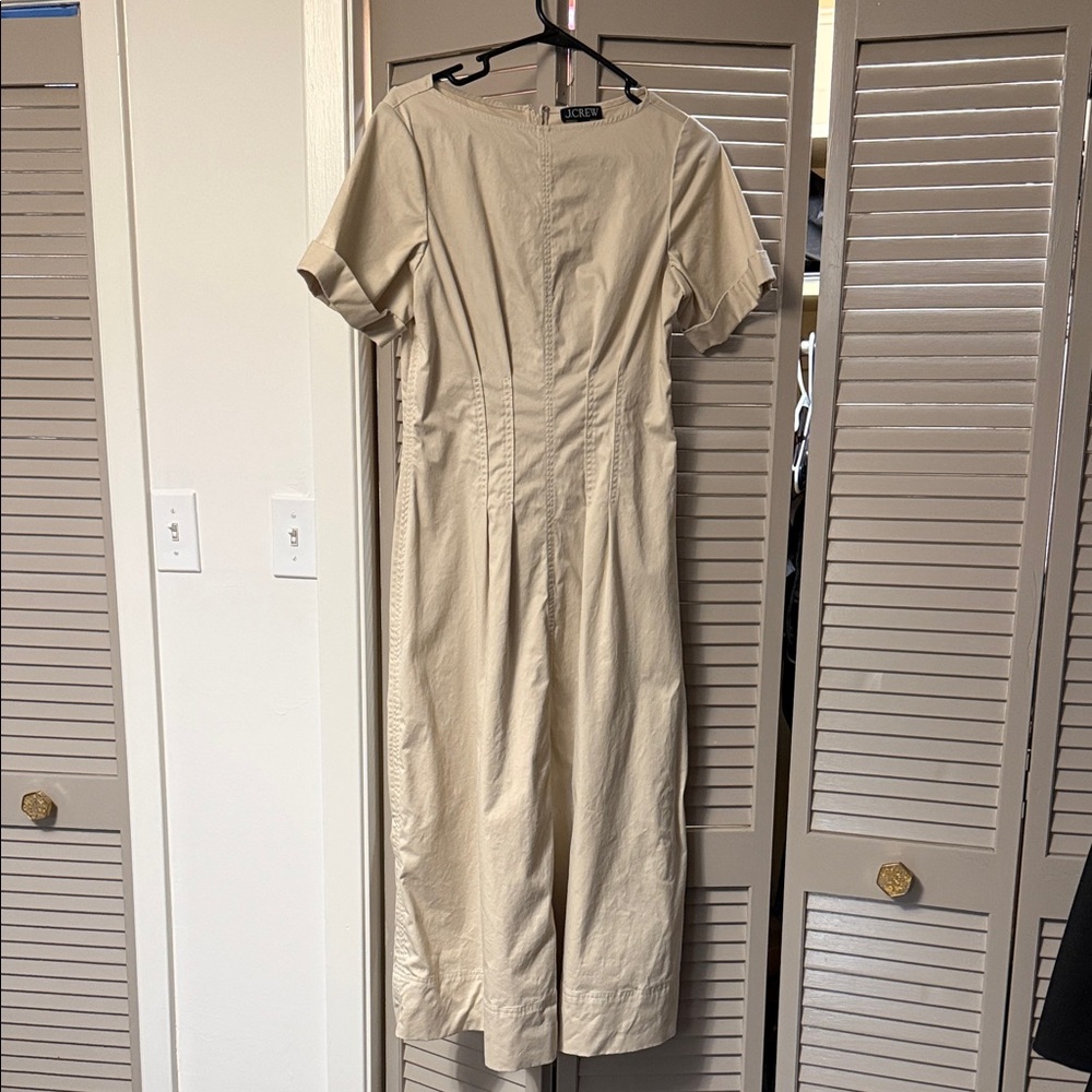 J. Crew Cream Short-Sleeve Midi Dress with Princess Seams